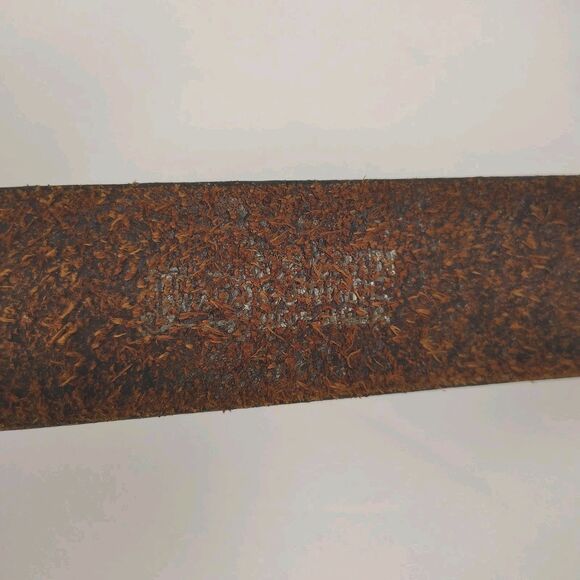 Vtg Justin Embossed Full Grain Leather Belt Sz 32 No Buckle Excellent USA Made - Picture 4 of 6